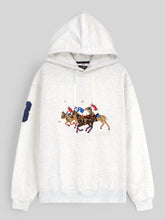 premium Rl triple pony Fleece hoodie (light heather grey)