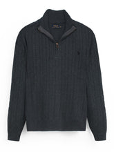 Brandahub sweaters RL Cable-Knit Half Zipper Cotton Sweater (dark grey)