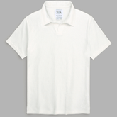 Brandahub polo shirts Premium Zr Waffle knit johnny collar polo-(white)