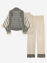brandahub knit co-ord sets Free size The Metropolis Graphic Stripe 3-Piece Set (Cream)