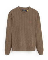 RL Cable-Knit Cotton Sweater (heather brown)