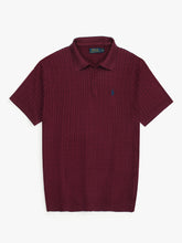 RL cable knit polo-Maroon