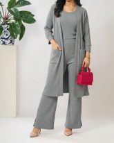 The Allure 3-Piece Textured Knit Set (grey)