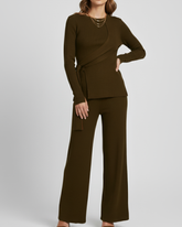 The Aura Asymmetrical Tie-Knit Set (brown)