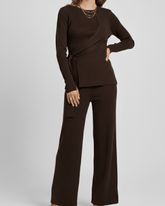 brandahub knit co-ord sets Free size The Aura Asymmetrical Tie-Knit Set (black)