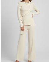 The Aura Asymmetrical Tie-Knit Set (cream)