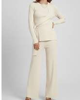 brandahub knit co-ord sets Free size The Aura Asymmetrical Tie-Knit Set (cream)