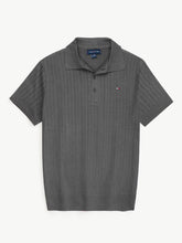 Th knit polo- dark heather grey