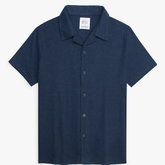 Premium Zr Waffle knit Resort collar shirt-(navy blue)