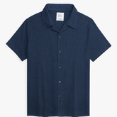 Brandahub polo shirts Premium Zr Waffle knit Resort collar shirt-(navy blue)
