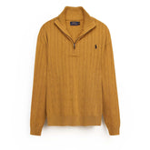 Brandahub sweaters RL Cable-Knit Half Zipper Cotton Sweater (mustard)