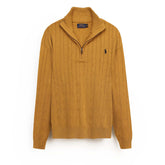 RL Cable-Knit Half Zipper Cotton Sweater (mustard)