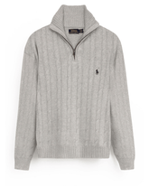 Brandahub sweaters RL Cable-Knit Half Zipper Cotton Sweater (heather grey)