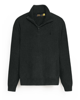 Brandahub sweaters RL Rib Knit Half Zipper Cotton Sweater (charcoal grey)
