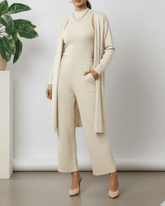 brandahub knit co-ord sets Free size The Mayfair 3-Piece Layering Knit Set (Cream)