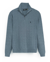 Brandahub sweaters RL Cable-Knit Half Zipper Cotton Sweater (Sky blue)