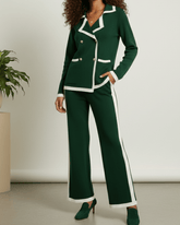 brandahub knit co-ord sets Free size The Commodore Tipped Knit Blazer Set (green)