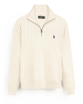 RL Cable-Knit Half Zipper Cotton Sweater (beige)