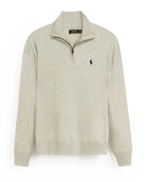 RL Rib Knit Half Zipper Cotton Sweater (beige)