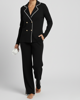 The Riviera Scallop-Trim Knit Set (black)