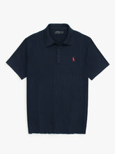 RL cable knit polo-navy blue