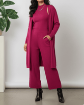 brandahub knit co-ord sets Free size The Mayfair 3-Piece Layering Knit Set (Fuchsia)