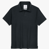 Brandahub polo shirts Premium Zr Waffle knit johnny collar polo-(black)