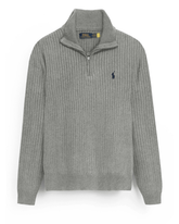 Brandahub sweaters RL Rib Knit Half Zipper Cotton Sweater (heather grey)