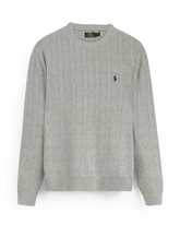 Brandahub sweaters RL Cable-Knit Cotton Sweater (light heather grey)