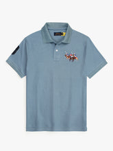RL triple pony polo- aqua blue