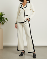 The Commodore Tipped Knit Blazer Set (cream)