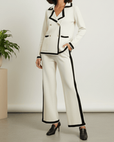 brandahub knit co-ord sets Free size The Commodore Tipped Knit Blazer Set (cream)