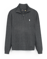 Brandahub sweaters RL Cable-Knit Half Zipper Cotton Sweater (charcoal grey)