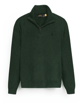 Brandahub sweaters RL Rib Knit Half Zipper Cotton Sweater (british green)