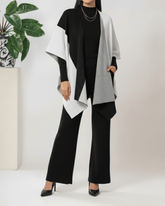 brandahub knit co-ord sets Free size The Geo-Block Poncho Knit Set (Black & White)