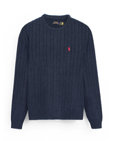 RL Cable-Knit Cotton Sweater (heather navy)