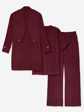 brandahub knit co-ord sets Free size The Allure 3-Piece Textured Knit Set (Burgundy)