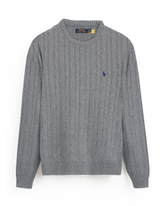 RL Cable-Knit Cotton Sweater (heather grey)