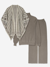 brandahub knit co-ord sets Free size The Legacy Houndstooth Poncho Set (Taupe)