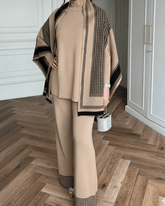 brandahub knit co-ord sets Free size The Heritage Houndstooth 3-Piece Knit Set (Beige)