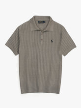 RL cable knit polo-grey