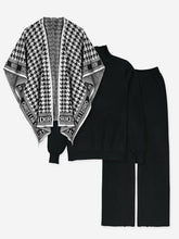 The Legacy Houndstooth Poncho Set (Black)