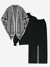 brandahub knit co-ord sets Free size The Legacy Houndstooth Poncho Set (Black)