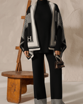brandahub knit co-ord sets Free size The Heritage Houndstooth 3-Piece Knit Set (black)