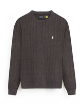 RL Cable-Knit Cotton Sweater (dark brown)