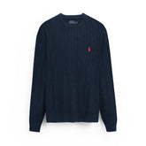 RL Cable-Knit Cotton Sweater (navy blue) - brandahub