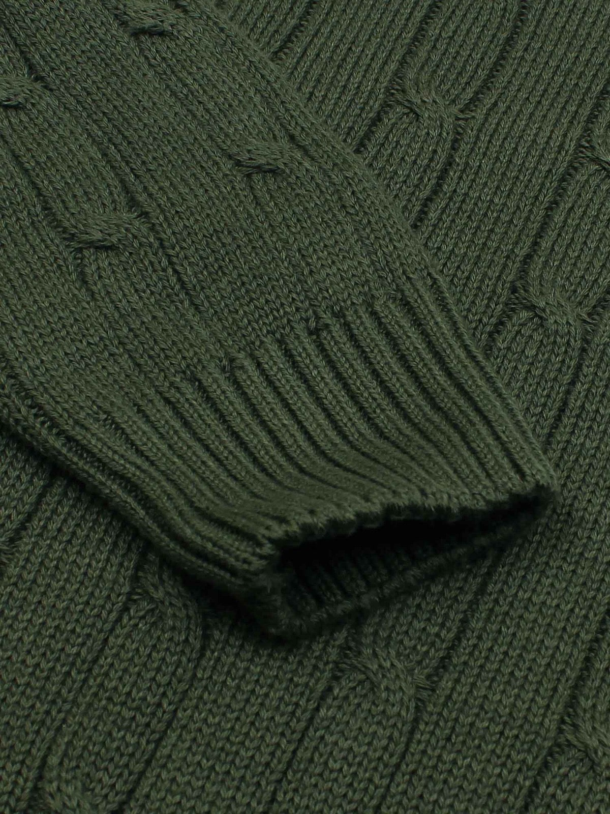 RL Cable-Knit Cotton Sweater (olive green)