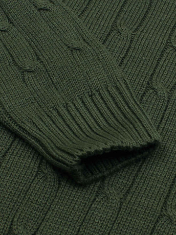 RL Cable-Knit Cotton Sweater (olive green)