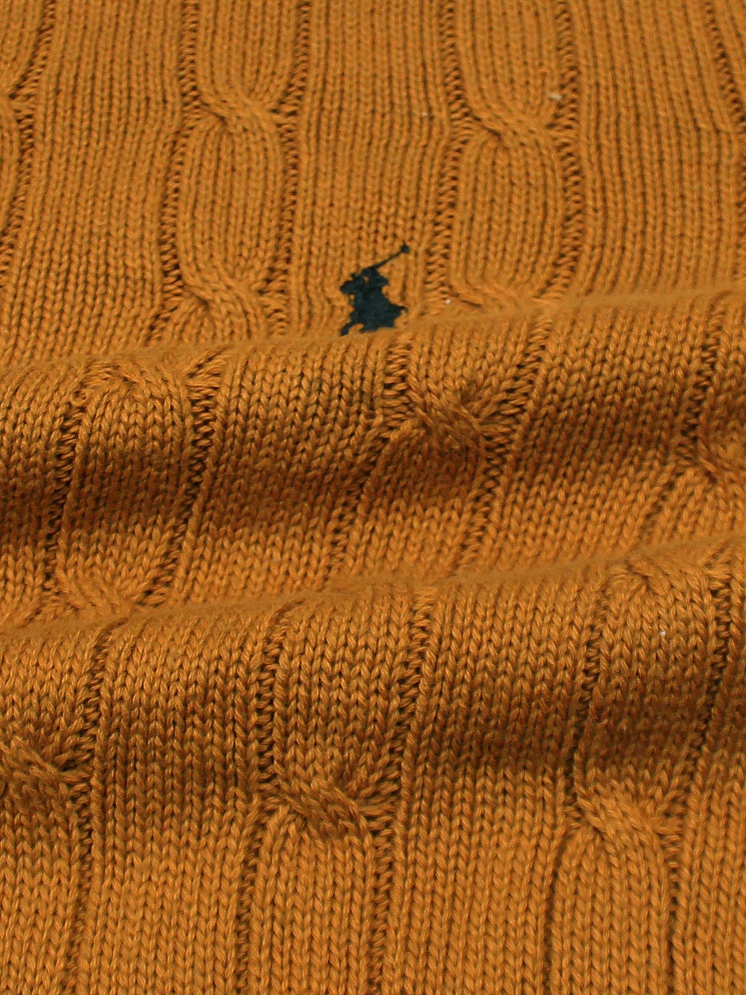 RL Cable-Knit Cotton Sweater (camel brown)