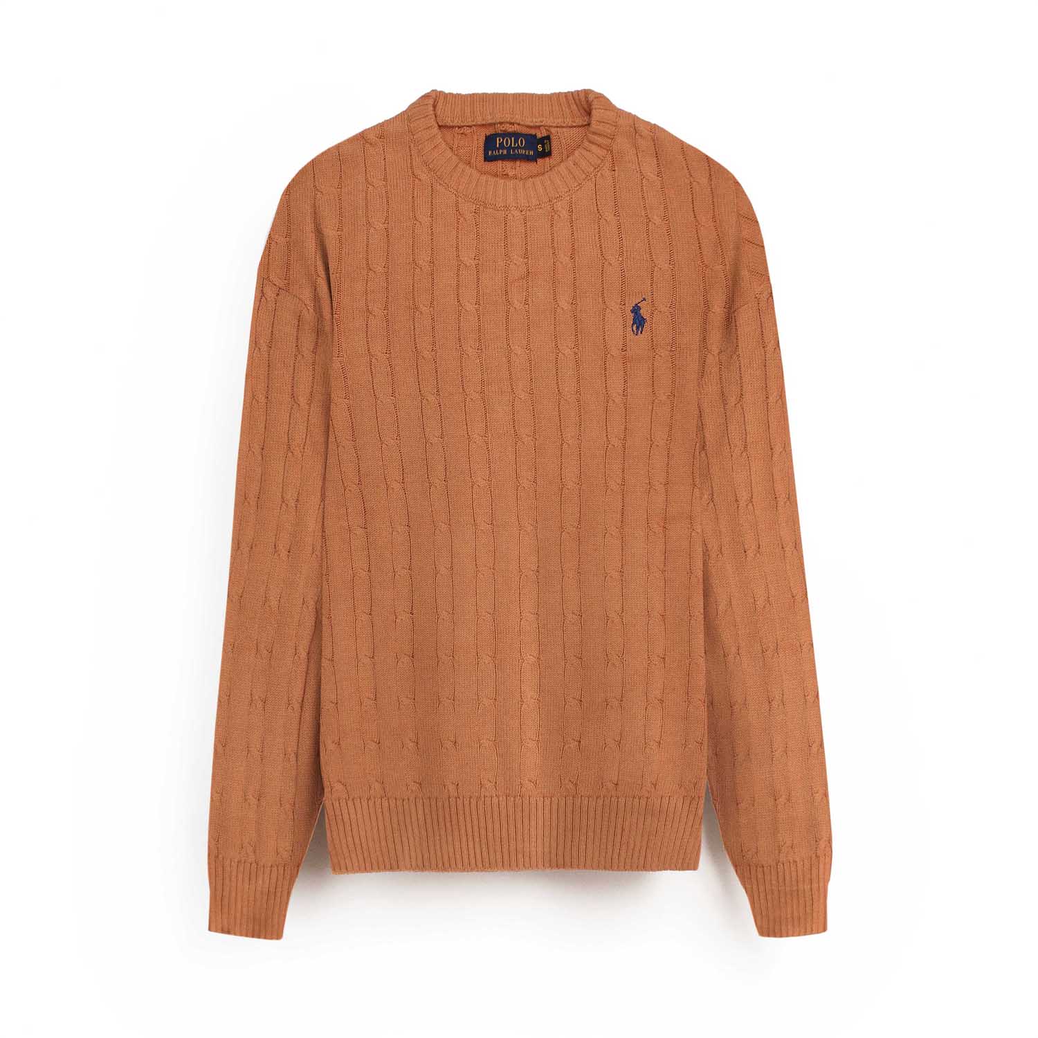 RL Cable-Knit Cotton Sweater (rust)